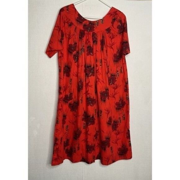 VTG 60s Fashions by Tina Hawaiian Muumuu Hibiscus Floral Dress Women Size S/M - Picture 8 of 8